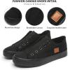 imageWomens Slip on Shoes Non Slip Fashion Canvas Sneakers Low Top Casual ShoesBlack Monochrome