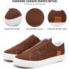 imageWomens Slip on Shoes Non Slip Fashion Canvas Sneakers Low Top Casual ShoesBrown