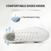 imageXRH Women Black Canvas High Tops Sneaker for WalkingWhite Non Slip Hi Top Lace up ShoesCasual Fashion Mid Top SneakerComfortableBreathableTrendyWhite