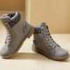 imageXRH Women Lace Up Combat Boot Winter SnowBoots Warm Fur Lined Ankle Booties Waterproof Hiking Boot for Women Non Slip Leather Boots ShoesDark Grey