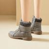 imageXRH Women Lace Up Combat Boot Winter SnowBoots Warm Fur Lined Ankle Booties Waterproof Hiking Boot for Women Non Slip Leather Boots ShoesDark Grey