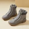 imageXRH Women Lace Up Combat Boot Winter SnowBoots Warm Fur Lined Ankle Booties Waterproof Hiking Boot for Women Non Slip Leather Boots ShoesDark Grey