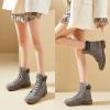 imageXRH Women Lace Up Combat Boot Winter SnowBoots Warm Fur Lined Ankle Booties Waterproof Hiking Boot for Women Non Slip Leather Boots ShoesDark Grey