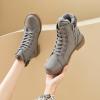 imageXRH Women Lace Up Combat Boot Winter SnowBoots Warm Fur Lined Ankle Booties Waterproof Hiking Boot for Women Non Slip Leather Boots ShoesDark Grey