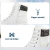 imageXRH Women Lace Up Combat Boot Winter SnowBoots Warm Fur Lined Ankle Booties Waterproof Hiking Boot for Women Non Slip Leather Boots ShoesWhite