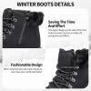 imageXRH Womens Winter Warm Boots Black Snow Combat Boots With ZipperComfortable Fur Lined Women Ankle Boots Non Slip Hiking Boots For WomenBlack