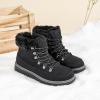 imageXRH Womens Winter Warm Boots Black Snow Combat Boots With ZipperComfortable Fur Lined Women Ankle Boots Non Slip Hiking Boots For WomenBlack