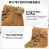 imageXRH Womens Winter Warm Boots Black Snow Combat Boots With ZipperComfortable Fur Lined Women Ankle Boots Non Slip Hiking Boots For WomenBrown
