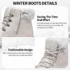 imageXRH Womens Winter Warm Boots Black Snow Combat Boots With ZipperComfortable Fur Lined Women Ankle Boots Non Slip Hiking Boots For WomenGrey