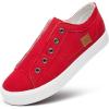 imageWomens Slip on Shoes Non Slip Fashion Canvas Sneakers Low Top Casual ShoesRed