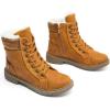 imageXRH Women Lace Up Combat Boot Winter SnowBoots Warm Fur Lined Ankle Booties Waterproof Hiking Boot for Women Non Slip Leather Boots ShoesCamel