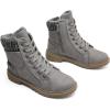 imageXRH Women Lace Up Combat Boot Winter SnowBoots Warm Fur Lined Ankle Booties Waterproof Hiking Boot for Women Non Slip Leather Boots ShoesDark Grey