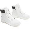 imageXRH Women Lace Up Combat Boot Winter SnowBoots Warm Fur Lined Ankle Booties Waterproof Hiking Boot for Women Non Slip Leather Boots ShoesWhite