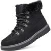 imageXRH Womens Winter Warm Boots Black Snow Combat Boots With ZipperComfortable Fur Lined Women Ankle Boots Non Slip Hiking Boots For WomenBlack