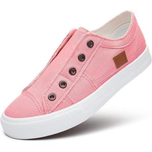 imageWomens Slip on Shoes Non Slip Fashion Canvas Sneakers Low Top Casual ShoesPink