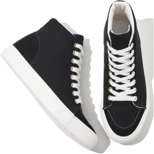 imageXRH Womens High Top Sneakers Canvas Shoes Black Hi TopsNon Slip Casual Walking ShoesWhite High Tops Sneakers for WomenComfortableableFashionLaceupBlack