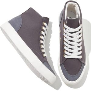 imageXRH Womens High Top Sneakers Canvas Shoes Black Hi TopsNon Slip Casual Walking ShoesWhite High Tops Sneakers for WomenComfortableableFashionLaceupDark Grey