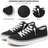 imageWomen Canvas Sneaker Slip On Non Slip Casual Shoes Lace Up Canvas Low Top White Shoes Loafers for Women Fashion Black SneakerBlack