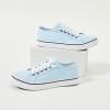 imageWomen Canvas Sneaker Slip On Non Slip Casual Shoes Lace Up Canvas Low Top White Shoes Loafers for Women Fashion Black SneakerBlue