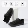 imageWomen Canvas Sneaker Slip On Non Slip Casual Shoes Lace Up Canvas Low Top White Shoes Loafers for Women Fashion Black SneakerFull Black