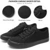 imageWomen Canvas Sneaker Slip On Non Slip Casual Shoes Lace Up Canvas Low Top White Shoes Loafers for Women Fashion Black SneakerFull Black