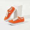 imageWomen Canvas Sneaker Slip On Non Slip Casual Shoes Lace Up Canvas Low Top White Shoes Loafers for Women Fashion Black SneakerOrange