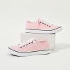 imageWomen Canvas Sneaker Slip On Non Slip Casual Shoes Lace Up Canvas Low Top White Shoes Loafers for Women Fashion Black SneakerPink
