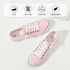 imageWomen Canvas Sneaker Slip On Non Slip Casual Shoes Lace Up Canvas Low Top White Shoes Loafers for Women Fashion Black SneakerPink
