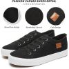 imageWomens Sneakers Canvas Shoes for Women Lace up Fashion Canvas Sneakers Classic Low Top Casual ShoesBlack