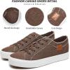 imageWomens Sneakers Canvas Shoes for Women Lace up Fashion Canvas Sneakers Classic Low Top Casual ShoesBrown
