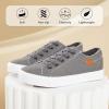 imageWomens Sneakers Canvas Shoes for Women Lace up Fashion Canvas Sneakers Classic Low Top Casual ShoesDark Grey