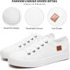 imageWomens Sneakers Canvas Shoes for Women Lace up Fashion Canvas Sneakers Classic Low Top Casual ShoesWhite