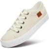 imageWomens Sneakers Canvas Shoes for Women Lace up Fashion Canvas Sneakers Classic Low Top Casual ShoesBeige