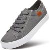 imageWomens Sneakers Canvas Shoes for Women Lace up Fashion Canvas Sneakers Classic Low Top Casual ShoesDark Grey