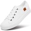 imageWomens Sneakers Canvas Shoes for Women Lace up Fashion Canvas Sneakers Classic Low Top Casual ShoesWhite