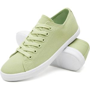 imageWomen Canvas Sneaker Slip On Non Slip Casual Shoes Lace Up Canvas Low Top White Shoes Loafers for Women Fashion Black SneakerGreen Grass
