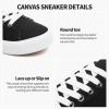 imageXRH Tennis Shoes Womens Low Top Casual Shoes for Women Lace Up Canvas Sneakers Comfortable Shoes for Women Walking ShoesBlack