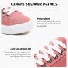imageXRH Tennis Shoes Womens Low Top Casual Shoes for Women Lace Up Canvas Sneakers Comfortable Shoes for Women Walking ShoesPink