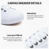imageXRH Tennis Shoes Womens Low Top Casual Shoes for Women Lace Up Canvas Sneakers Comfortable Shoes for Women Walking ShoesWhite