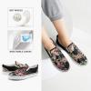imageWomens Slip on Shoes Fashion Canvas Sneakers Low Top Casual Shoes Non Slip LoafersBlack Embroidery