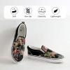 imageWomens Slip on Shoes Fashion Canvas Sneakers Low Top Casual Shoes Non Slip LoafersBlack Embroidery