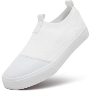 imageXRH Womens White Slip On SneakersNon Slip Women Fashion Work ShoesLow top Casual ShoesWhite