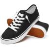 imageWomen Canvas Sneaker Slip On Non Slip Casual Shoes Lace Up Canvas Low Top White Shoes Loafers for Women Fashion Black Sneaker ShoesBlackUS7