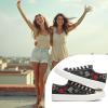 imageWomen Canvas Sneakers with Embroidered FlowerLace up White Tennis ShoesCasual Low Top Fashion SneakersBlack