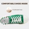 imageWomen Canvas Sneakers with Embroidered FlowerLace up White Tennis ShoesCasual Low Top Fashion SneakersGreen