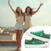 imageWomen Canvas Sneakers with Embroidered FlowerLace up White Tennis ShoesCasual Low Top Fashion SneakersGreen