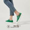 imageWomen Canvas Sneakers with Embroidered FlowerLace up White Tennis ShoesCasual Low Top Fashion SneakersGreen