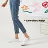 imageWomen Canvas Sneakers with Embroidered FlowerLace up White Tennis ShoesCasual Low Top Fashion SneakersWhite