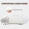 imageWomen Canvas Sneakers with Embroidered FlowerLace up White Tennis ShoesCasual Low Top Fashion SneakersWhite