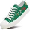 imageWomen Canvas Sneakers with Embroidered FlowerLace up White Tennis ShoesCasual Low Top Fashion SneakersGreen